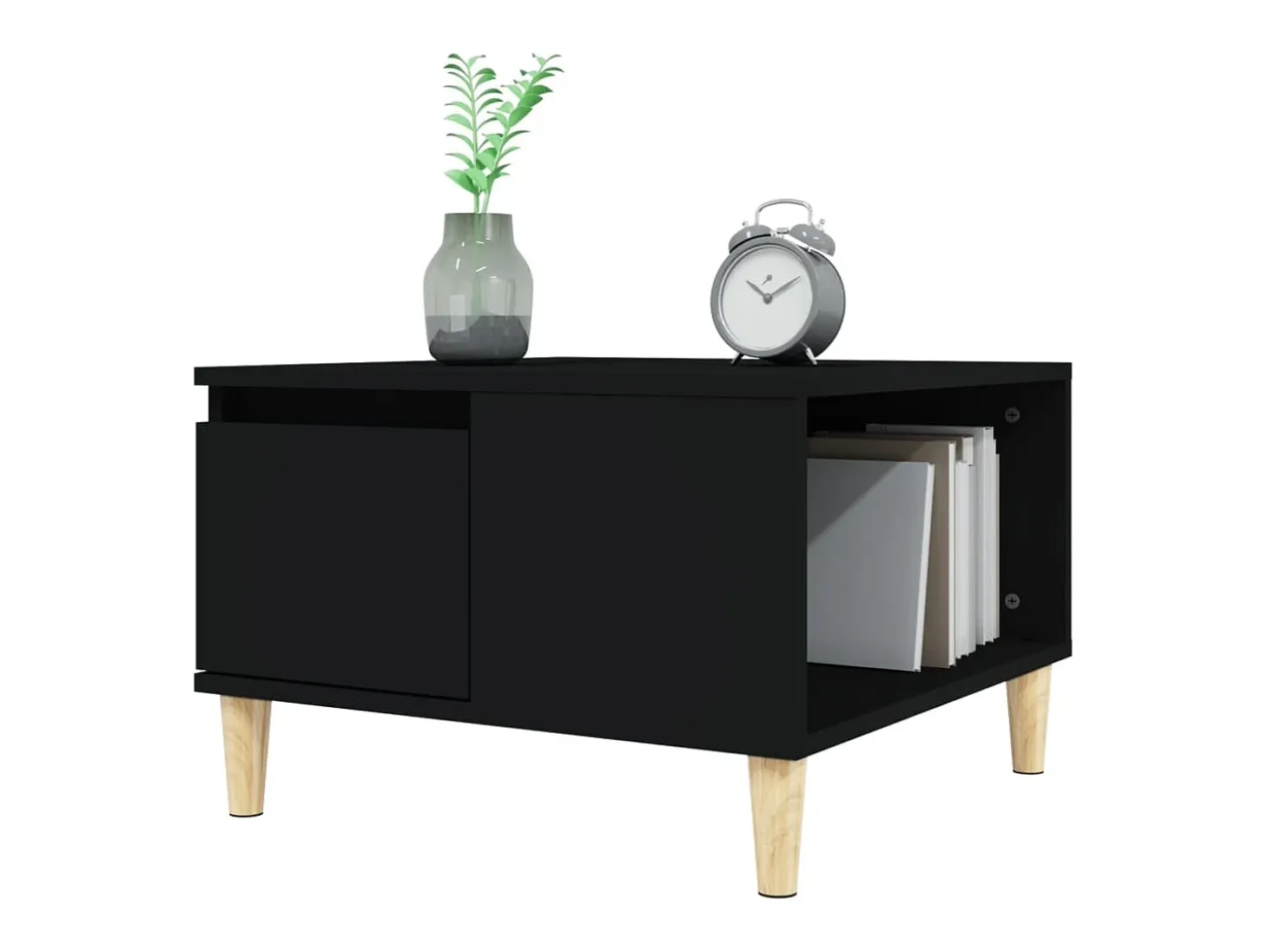 Mesa de centro madera contrachapada negro 55x55x36,5 cm