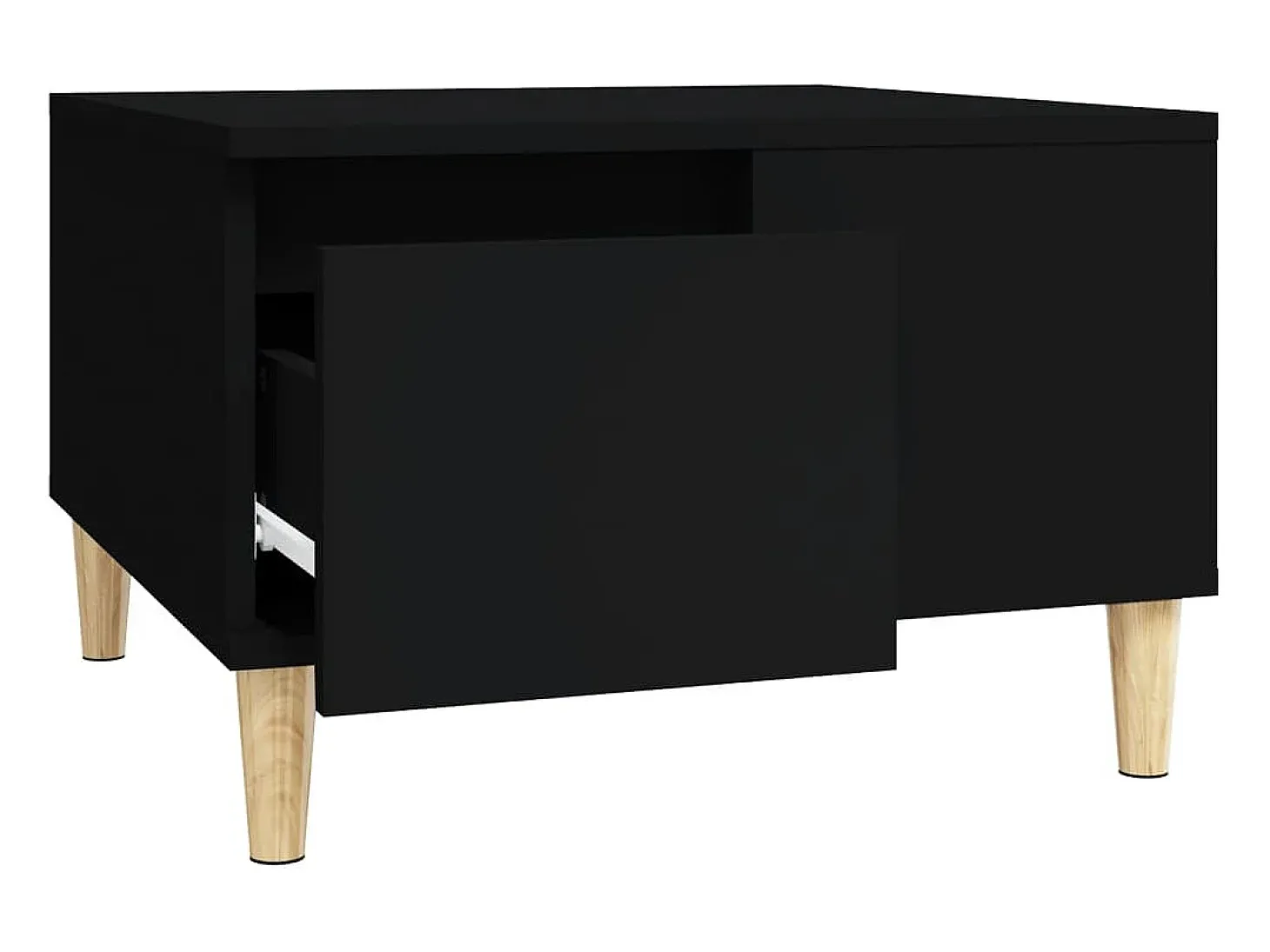 Mesa de centro madera contrachapada negro 55x55x36,5 cm