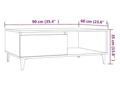Mesa de centro madera contrachapada color roble 90x60x35 cm
