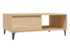 Mesa de centro madera contrachapada color roble 90x60x35 cm