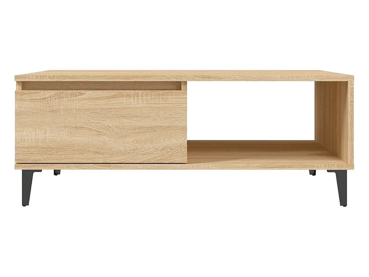 Mesa de centro madera contrachapada color roble 90x60x35 cm