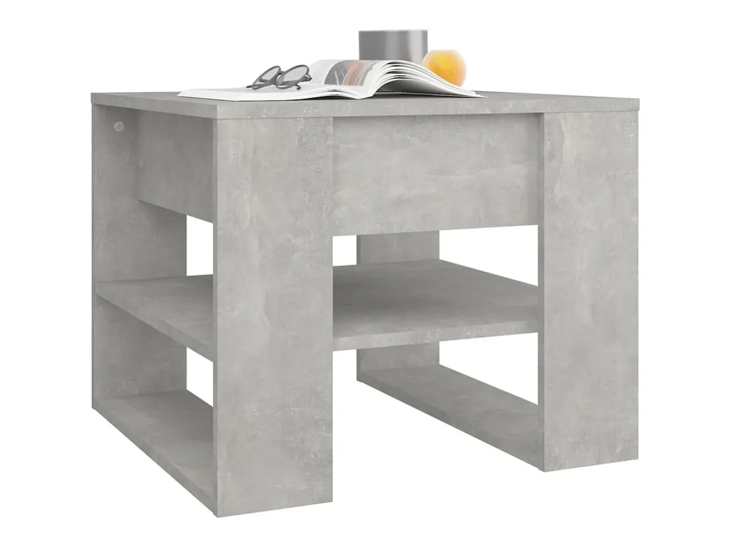 Mesa de centro madera contrachapada gris hormigón 55,5x55x45 cm