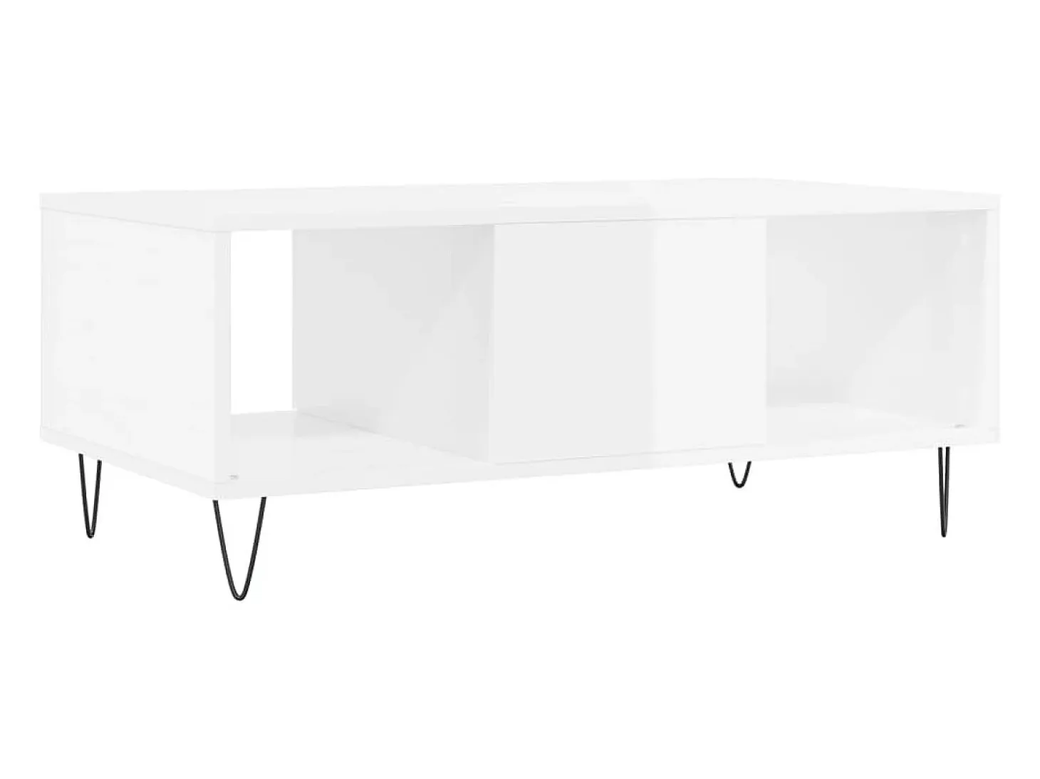 Mesa de centro madera contrachapada blanco brillo 90x50x36,5 cm