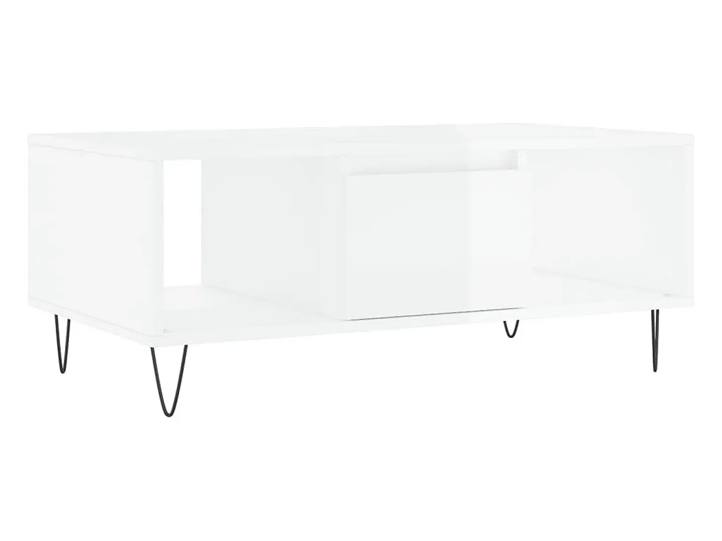 Mesa de centro madera contrachapada blanco brillo 90x50x36,5 cm