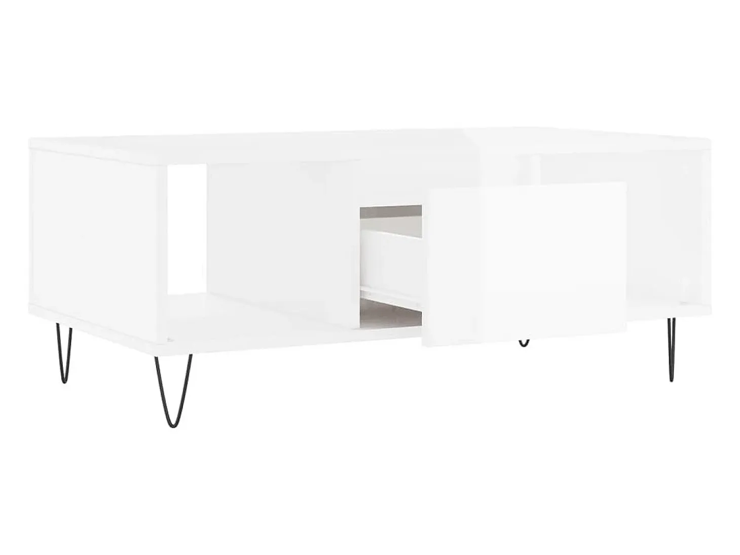Mesa de centro madera contrachapada blanco brillo 90x50x36,5 cm