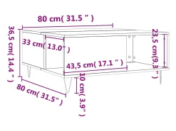 Mesa de centro madera contrachapada gris hormigón 80x80x36,5 cm