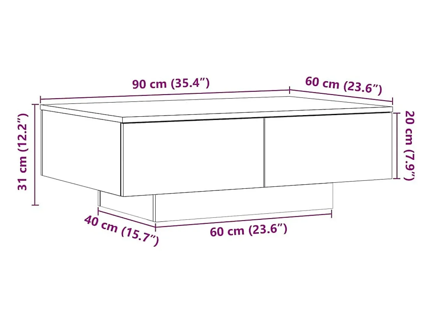 Mesa de centro madera de ingeniería roble artisan 90x60x31 cm