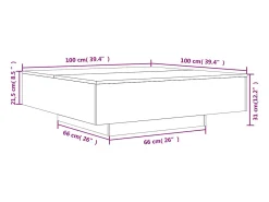 Mesa de centro madera de ingeniería roble ahumado 100x100x31 cm