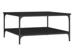 Mesa de centro madera de ingeniería negro 80x80x40 cm