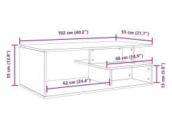 Mesa de centro madera de ingeniería gris hormigón 102x55x35 cm