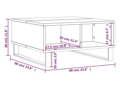 Mesa de centro madera de ingeniería blanco 60x60x30 cm