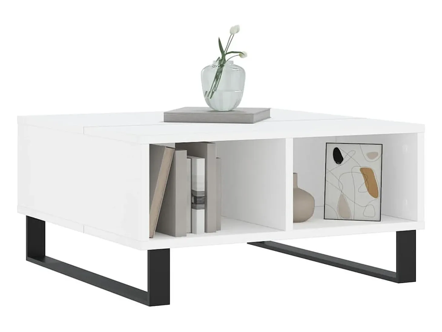 Mesa de centro madera de ingeniería blanco 60x60x30 cm