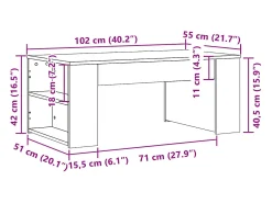 Mesa de centro madera de ingeniería roble Sonoma 102x55x42 cm