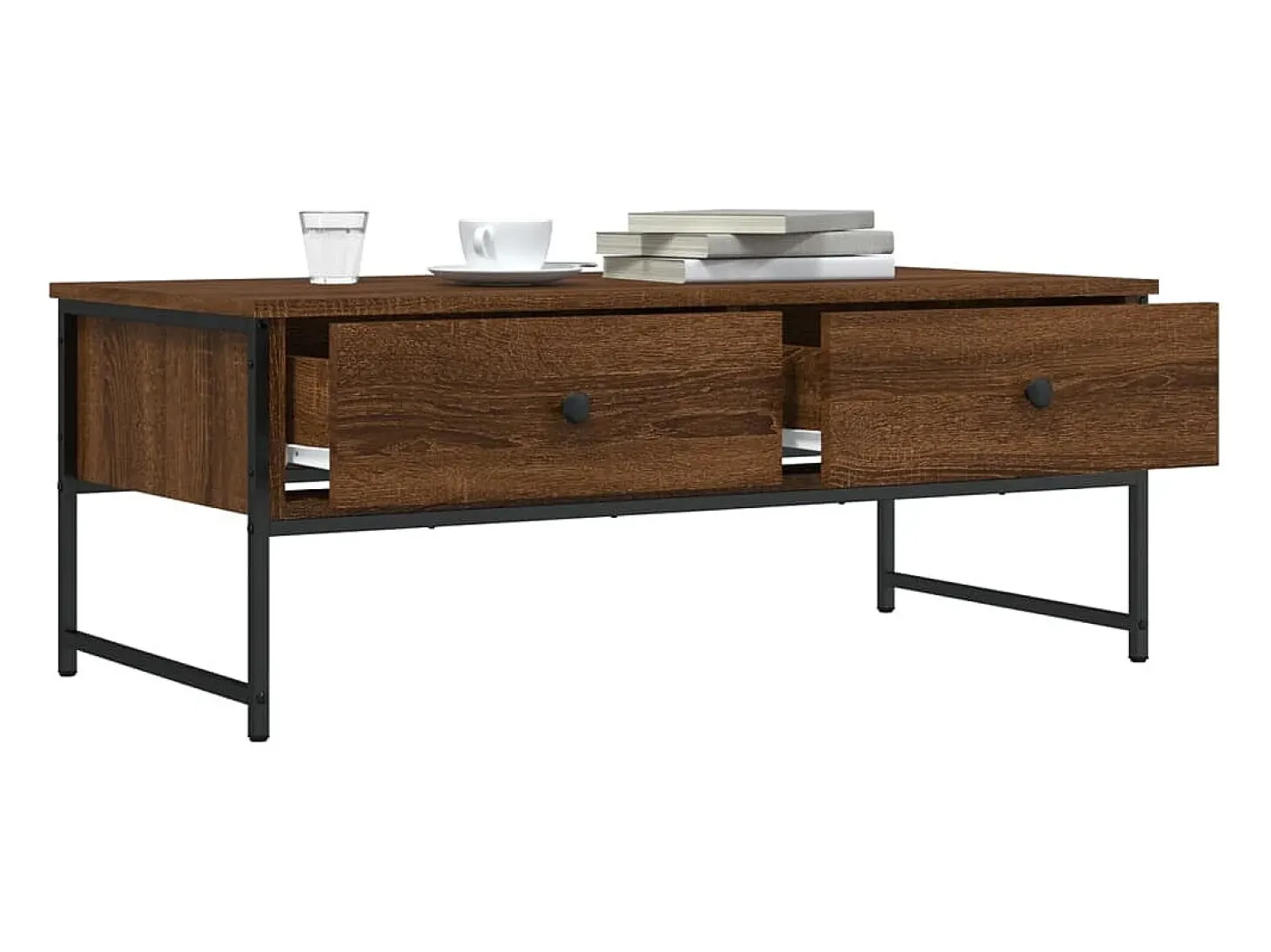 Mesa de centro madera de ingeniería marrón roble 101x49x39,5 cm