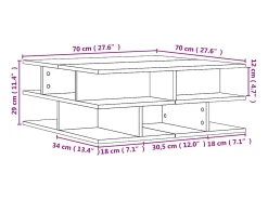 Mesa de centro madera de ingeniería gris hormigón 70x70x29 cm
