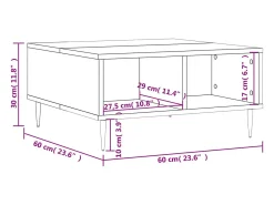 Mesa de centro madera de ingeniería negro 60x60x30 cm
