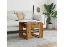 Mesa de centro madera de ingeniería madera antigua 55,5x55x45cm