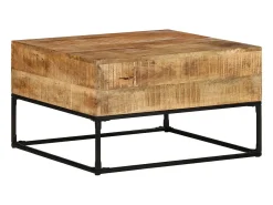 Mesa de centro madera de mango rugosa 68x68x41 cm