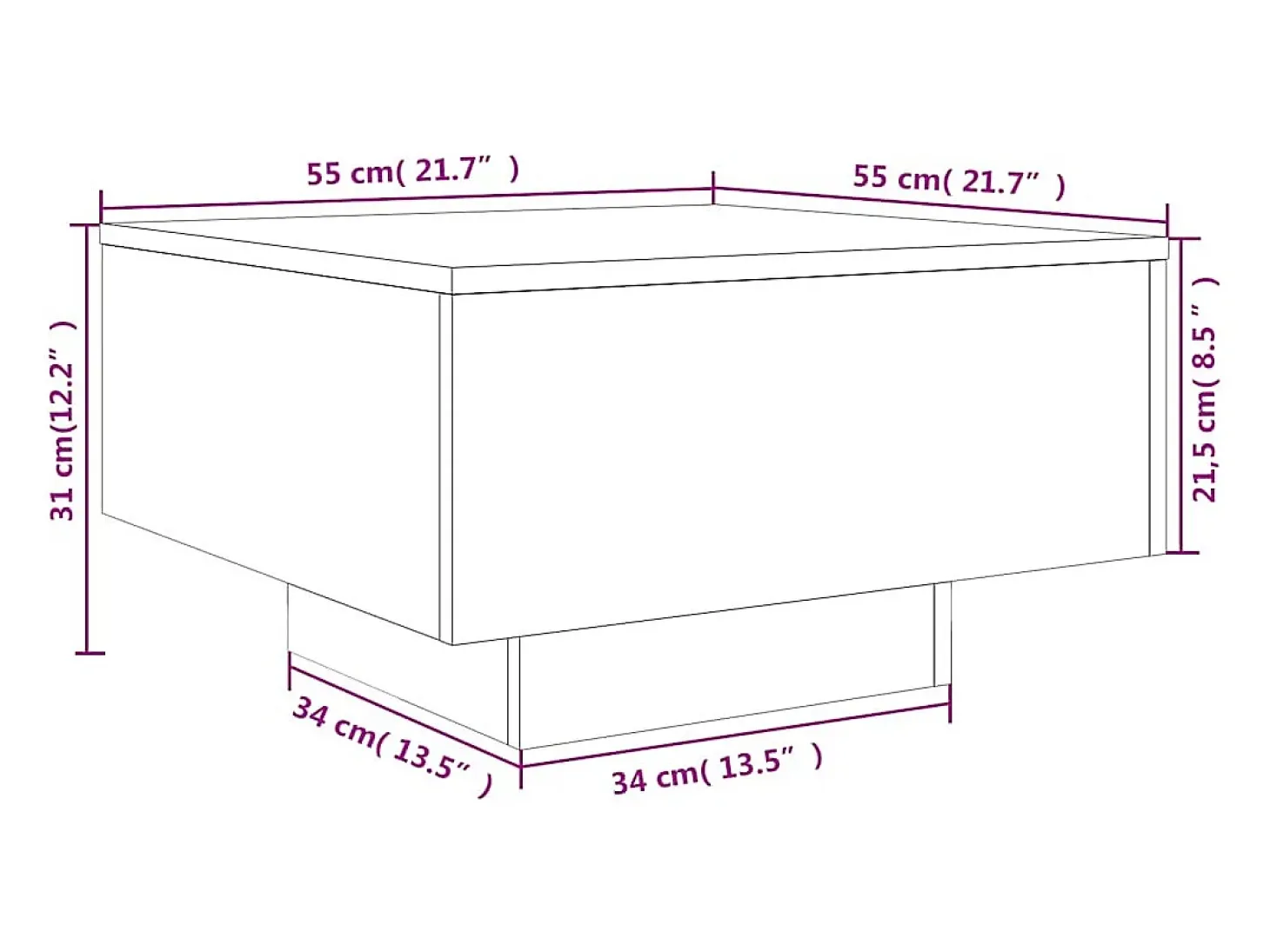 Mesa de centro madera de ingeniería negro 55x55x31 cm