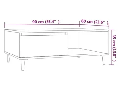 Mesa de centro madera de ingeniería roble ahumado 90x60x35 cm