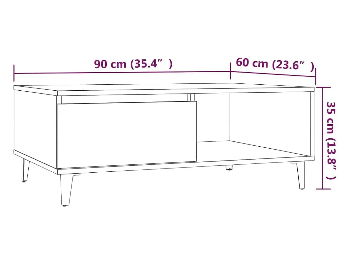 Mesa de centro madera de ingeniería roble ahumado 90x60x35 cm