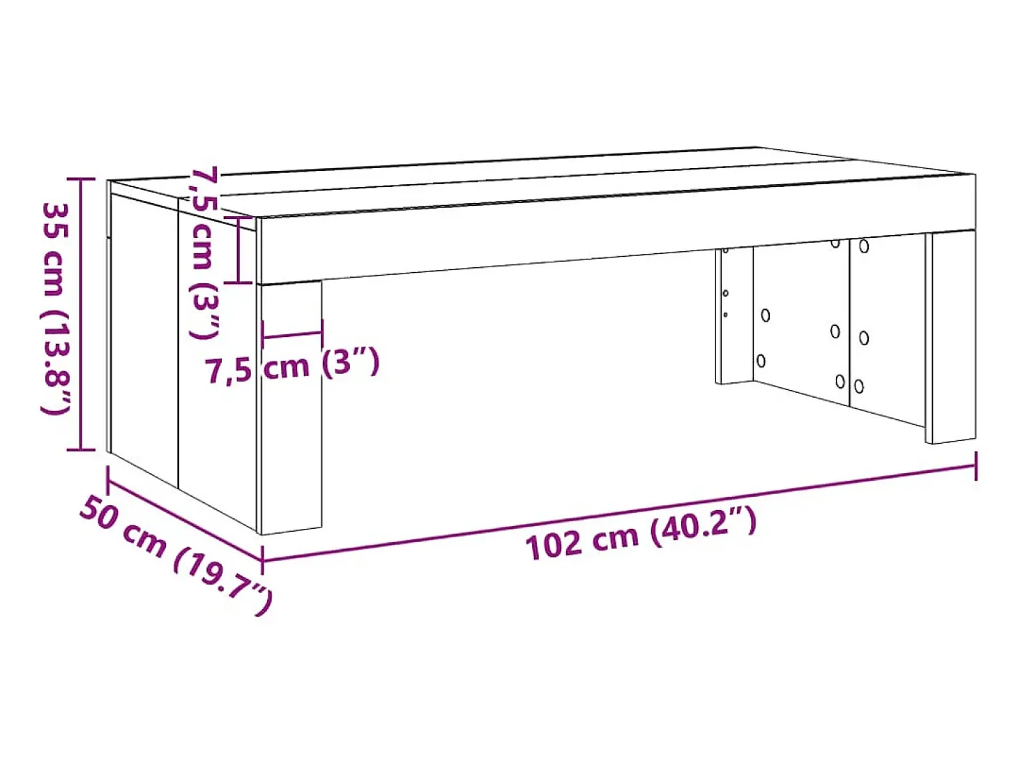 Mesa de centro madera de ingeniería roble artisan 102x50x35 cm