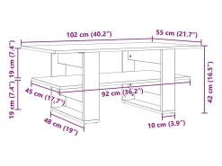 Mesa de centro madera de ingeniería blanco 102x55x42 cm