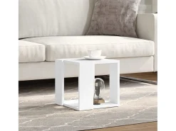 Mesa de centro madera de ingeniería blanca 32x32x30 cm
