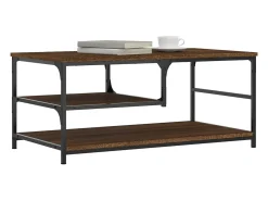 Mesa de centro madera de ingeniería roble marrón 90x49x40 cm