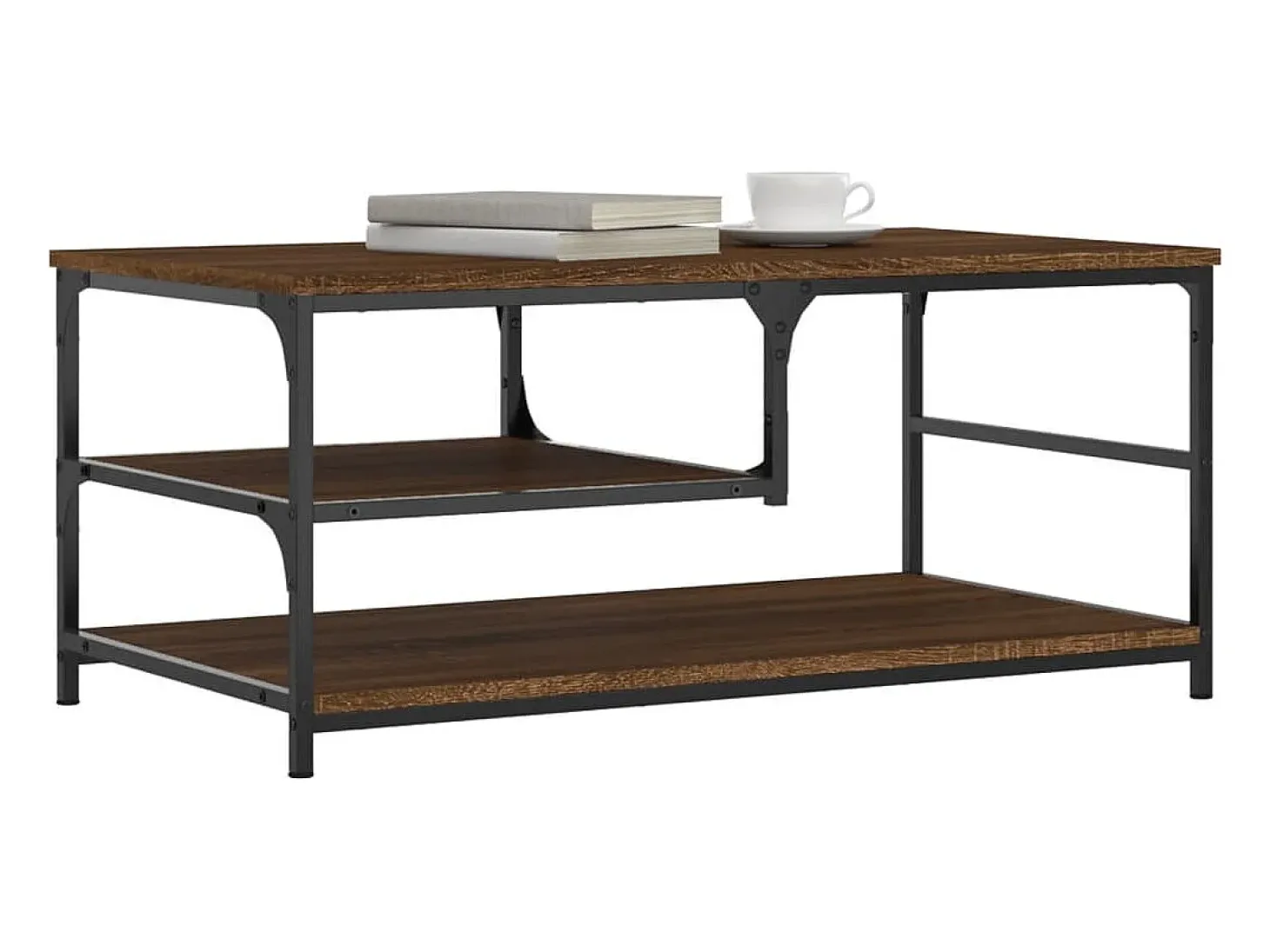 Mesa de centro madera de ingeniería roble marrón 90x49x40 cm