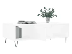 Mesa de centro madera de ingeniería blanco 104x60x35 cm