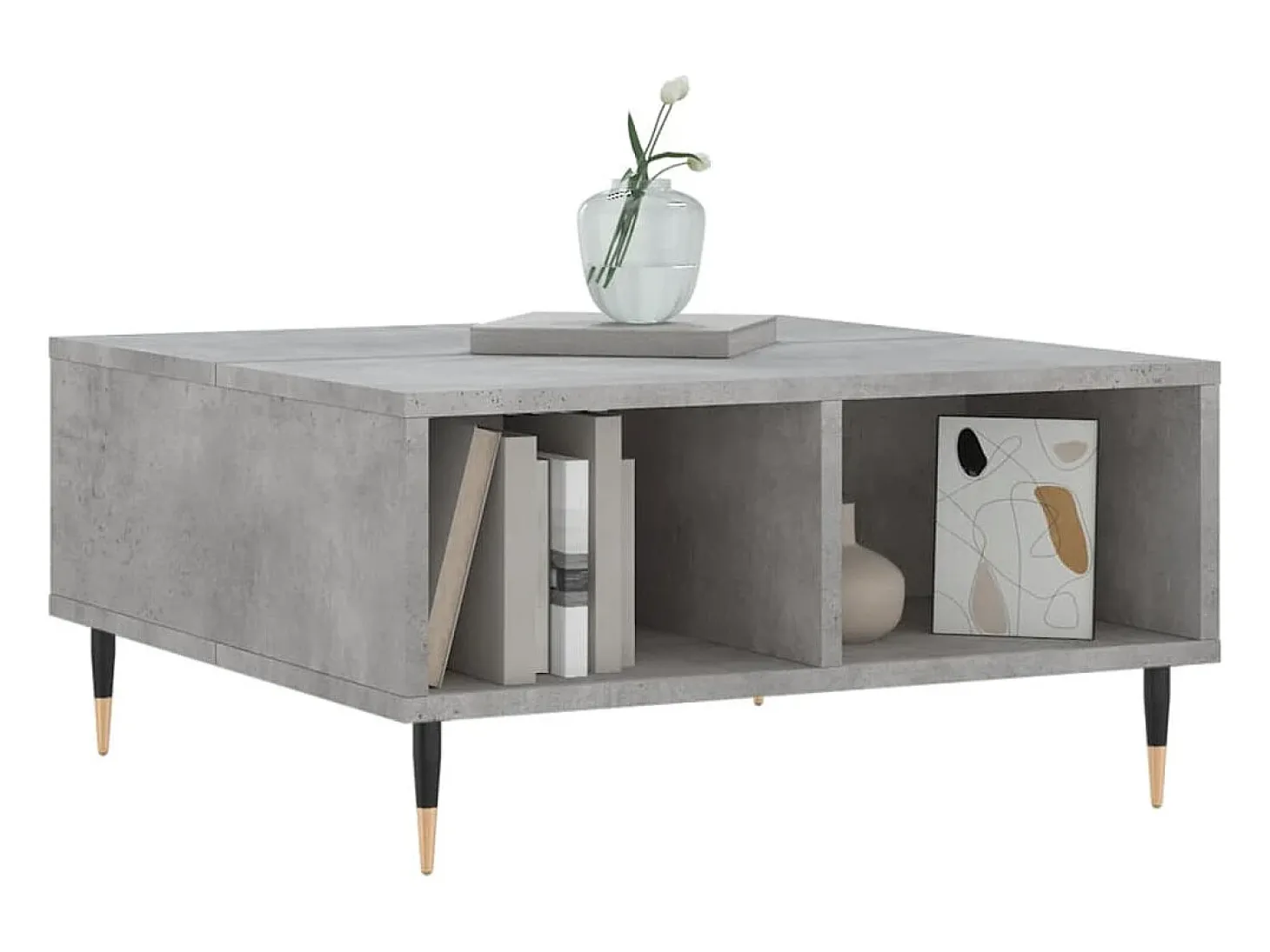 Mesa de centro madera de ingeniería gris hormigón 60x60x30 cm