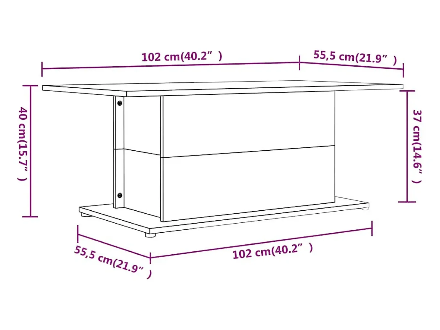 Mesa de centro madera de ingeniería gris Sonoma 102x55,5x40 cm