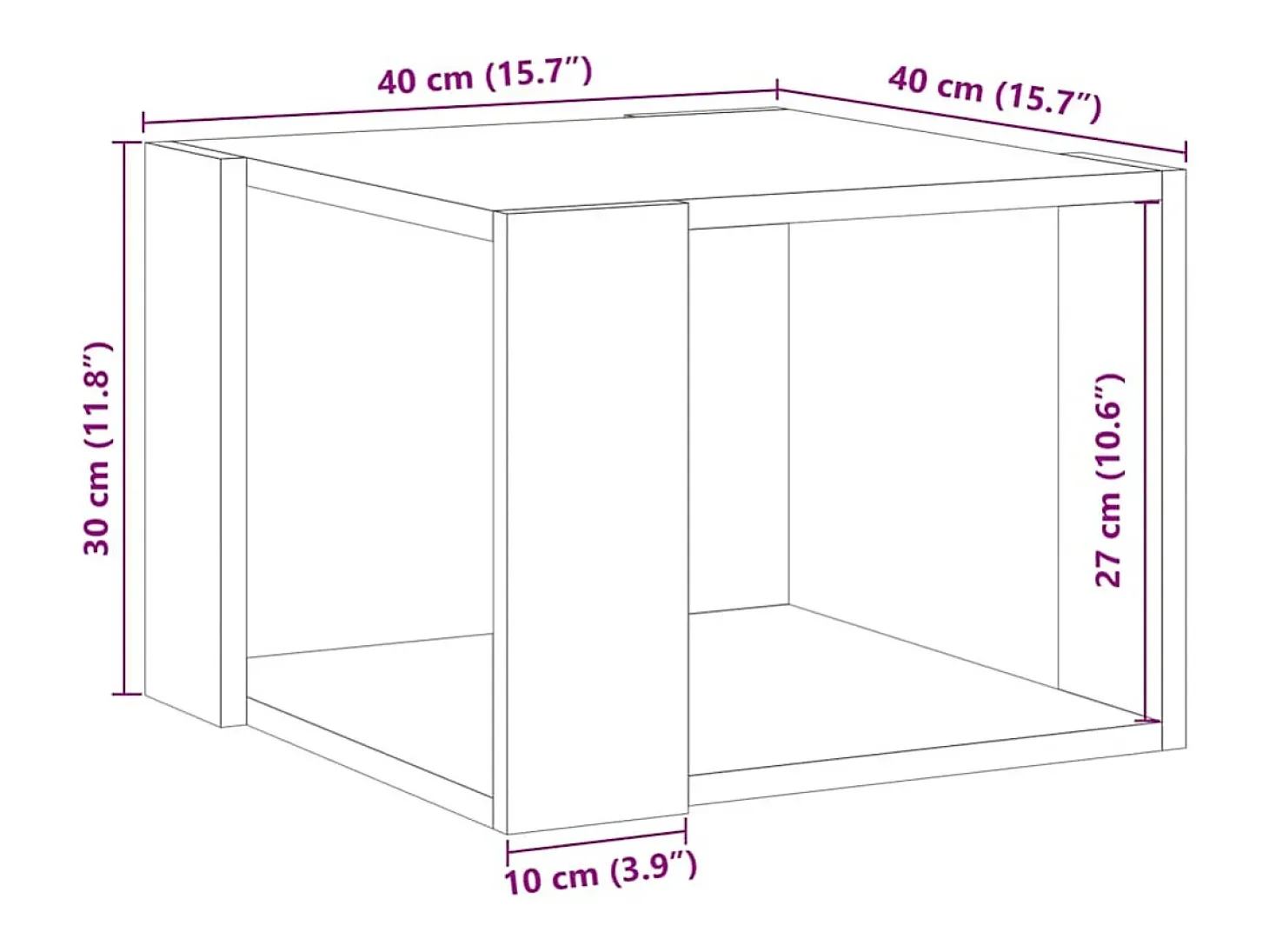 Mesa de centro madera de ingeniería roble artisan 40x40x30 cm