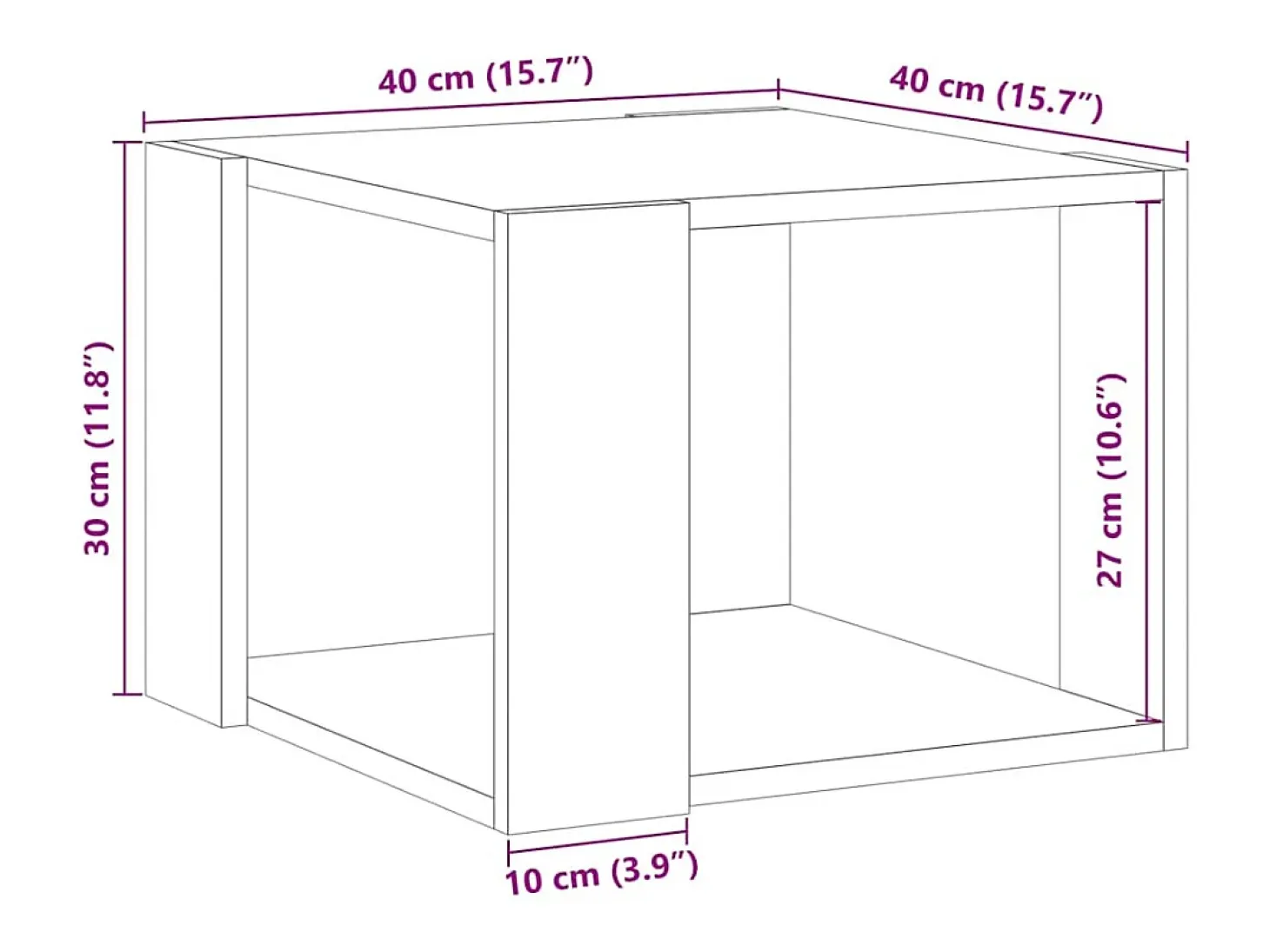 Mesa de centro madera de ingeniería roble artisan 40x40x30 cm