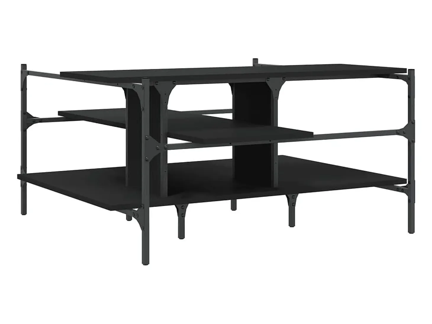 Mesa de centro madera de ingeniería negro 100x100x48,5 cm