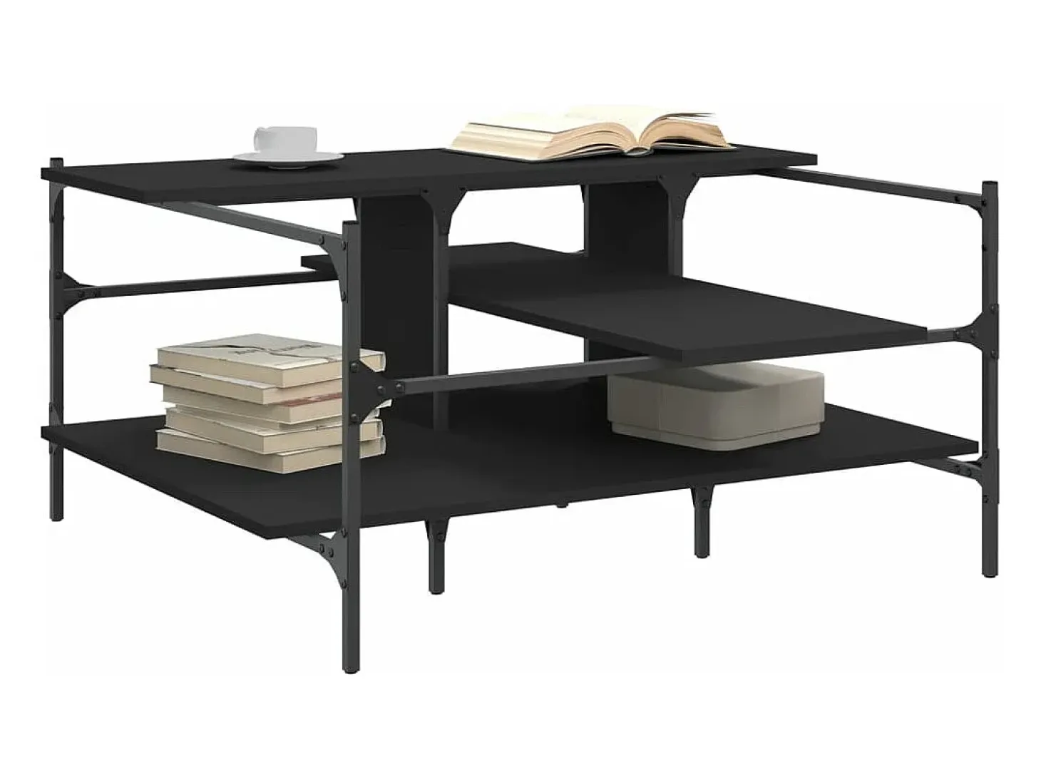 Mesa de centro madera de ingeniería negro 100x100x48,5 cm
