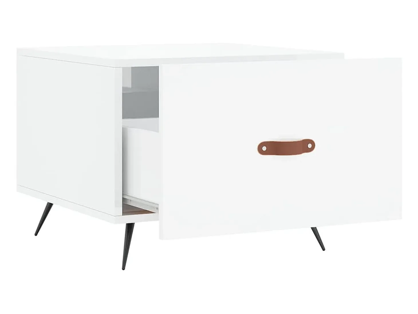 Mesa de centro madera de ingeniería brillo blanco 50x50x40 cm