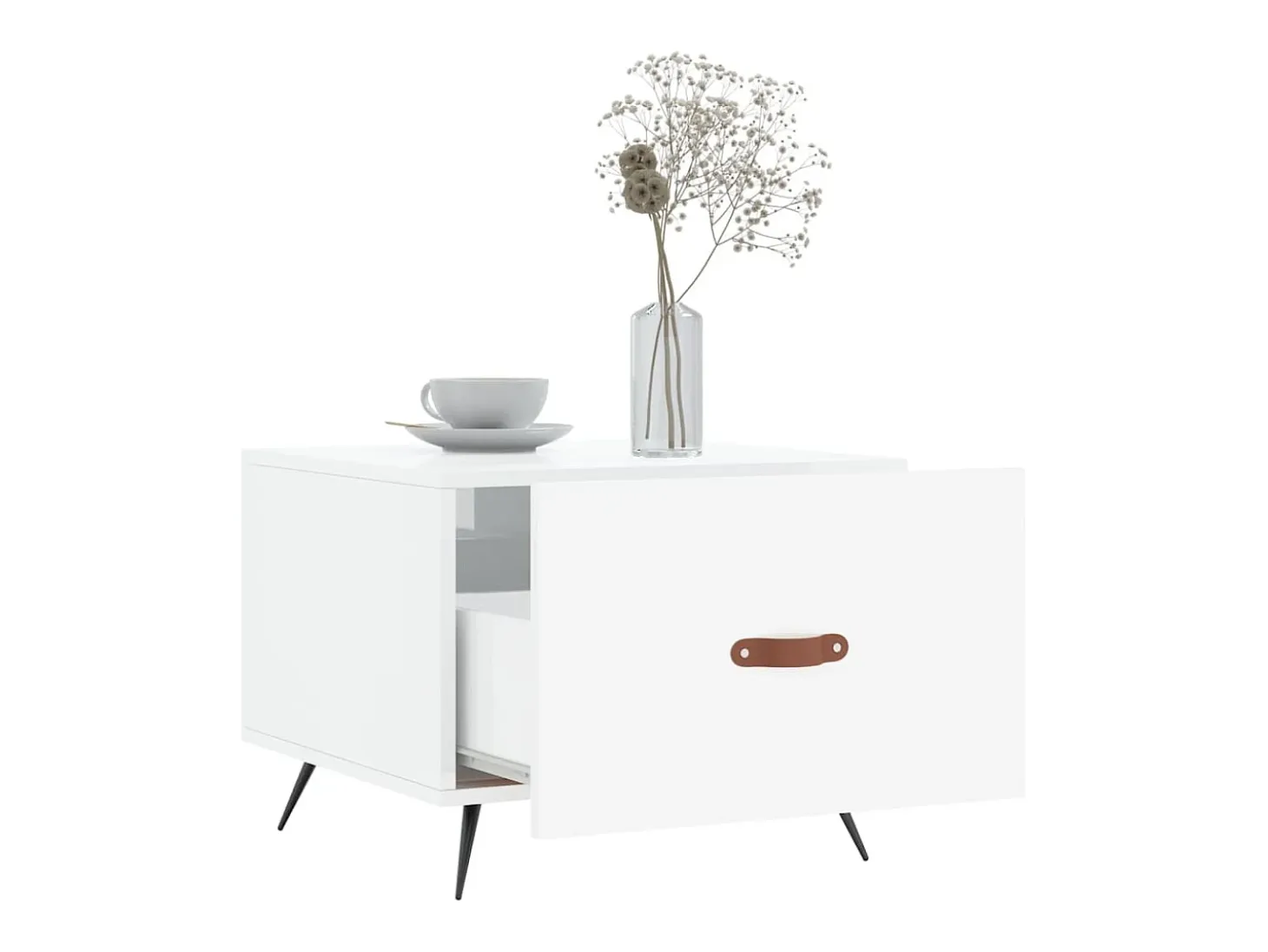Mesa de centro madera de ingeniería brillo blanco 50x50x40 cm