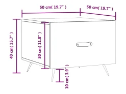 Mesa de centro madera de ingeniería brillo blanco 50x50x40 cm
