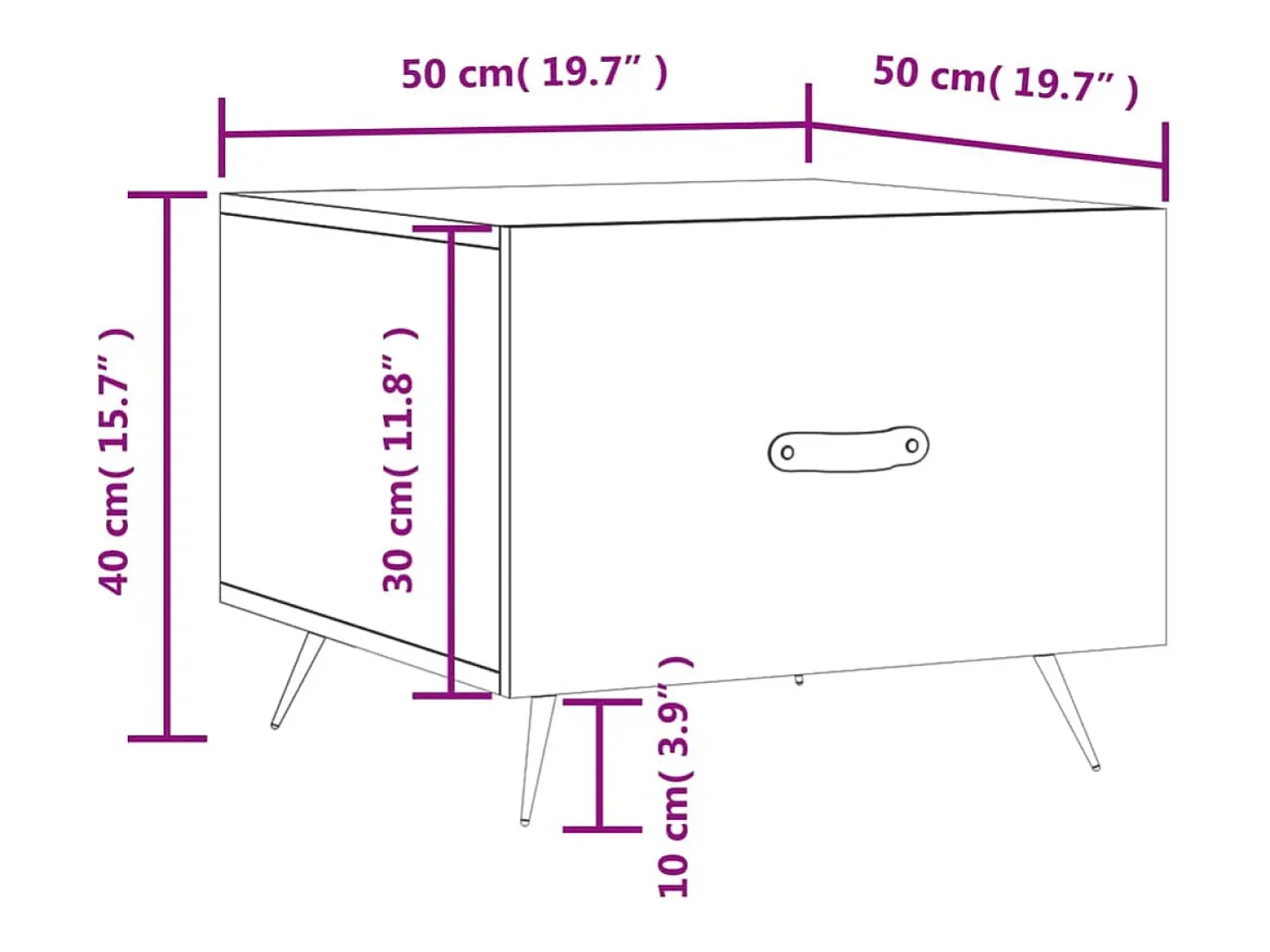 Mesa de centro madera de ingeniería brillo blanco 50x50x40 cm