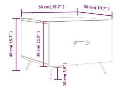 Mesa de centro madera de ingeniería brillo blanco 50x50x40 cm
