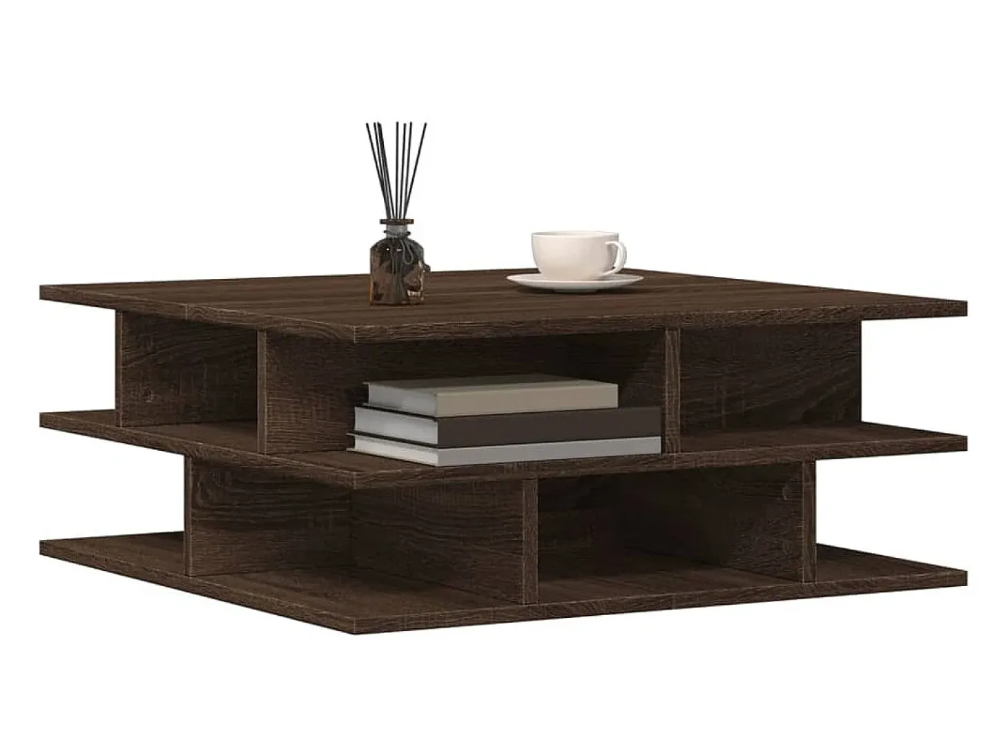 Mesa de centro madera de ingeniería roble marrón 70x70x29 cm