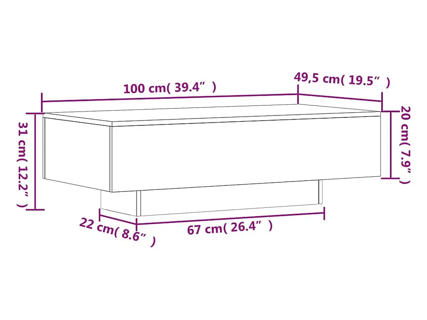 Mesa de centro madera de ingeniería gris Sonoma 100x49,5x31 cm