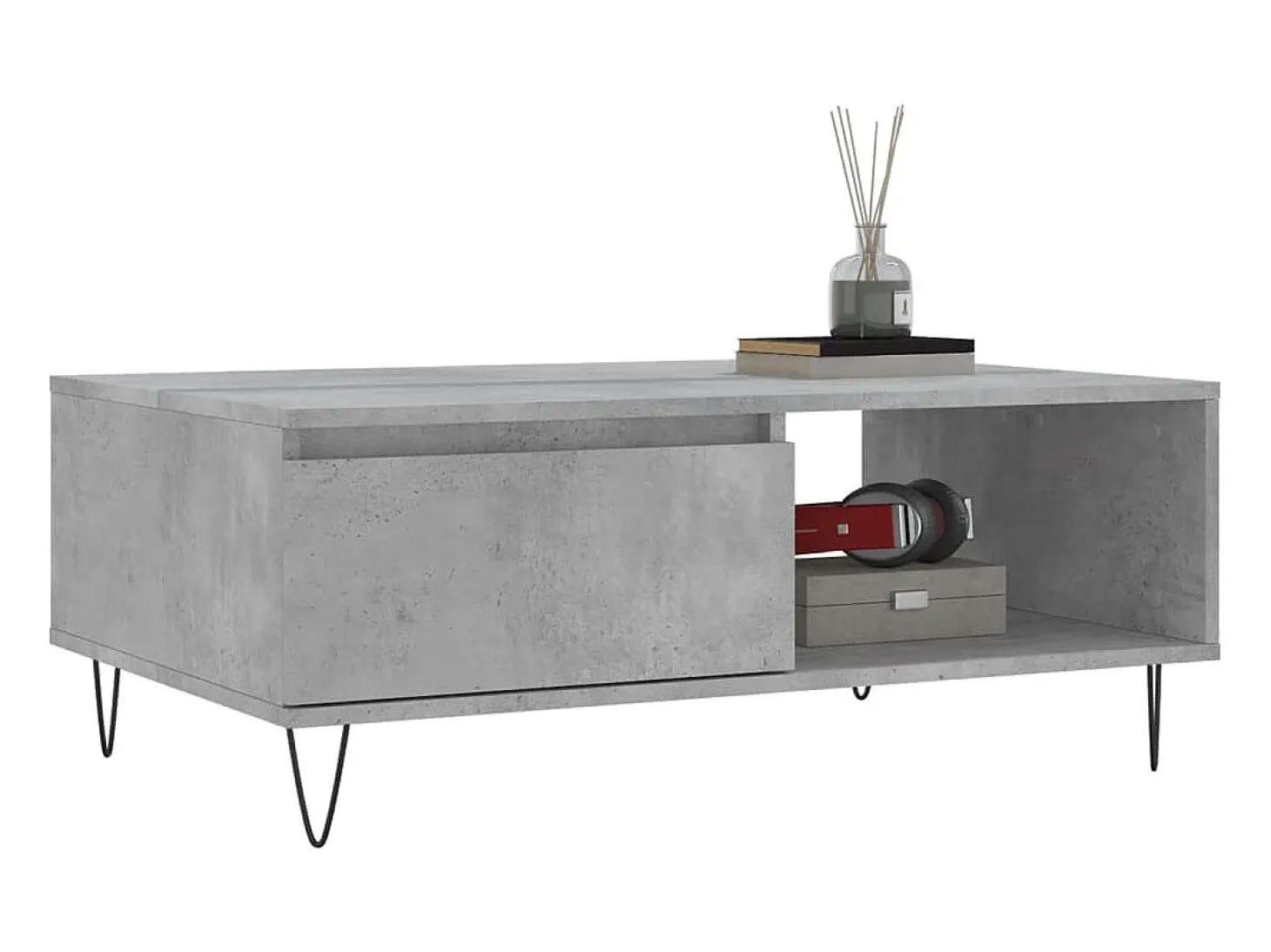 Mesa de centro madera de ingeniería gris hormigón 90x60x35 cm