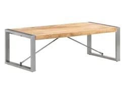 Mesa de centro madera de mango rugosa 120x60x40 cm