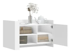 Mesa de centro madera de ingeniería blanca 80x50x50 cm