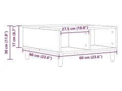 Mesa de centro madera de ingeniería roble artisan 60x60x30 cm