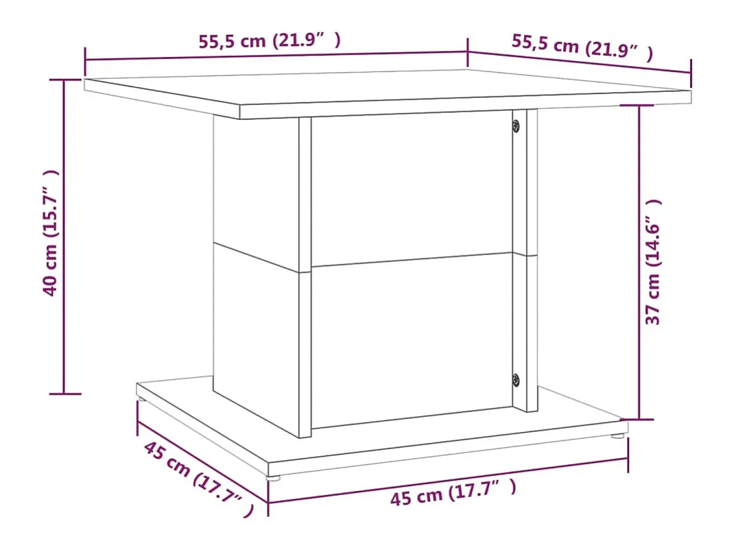 Mesa de centro madera ingeniería roble Sonoma 55,5x55,5x40 cm