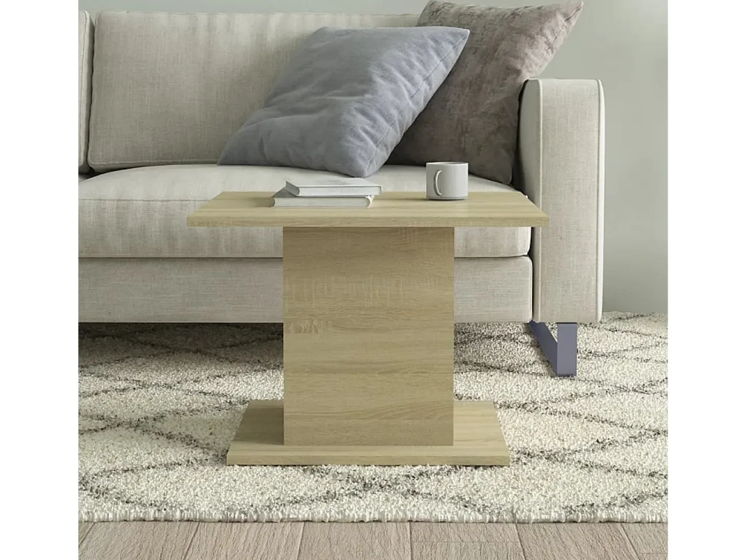 Mesa de centro madera ingeniería roble Sonoma 55,5x55,5x40 cm